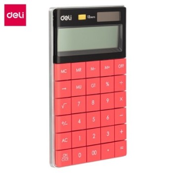 Deli-E1589 rouge Calculatrice moderne