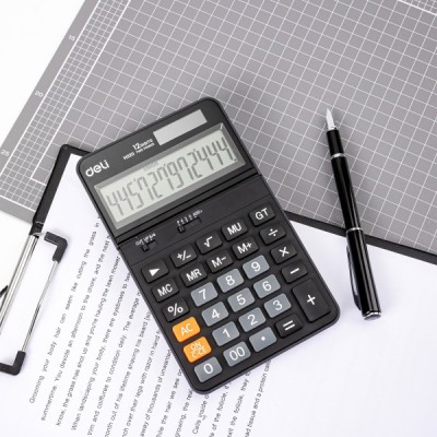 Deli-EM320 Affichage angulaire réglable Calculatrice à couvercle en plastique 178*110*26