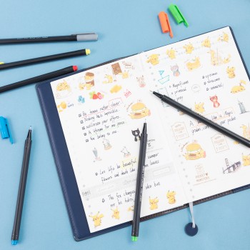 Deli-EQ900-06 Fine Liner STYLO POINTE FINE 0,45MM TRIANG LAVABLE [POCH DE 6] ASS LINKUS